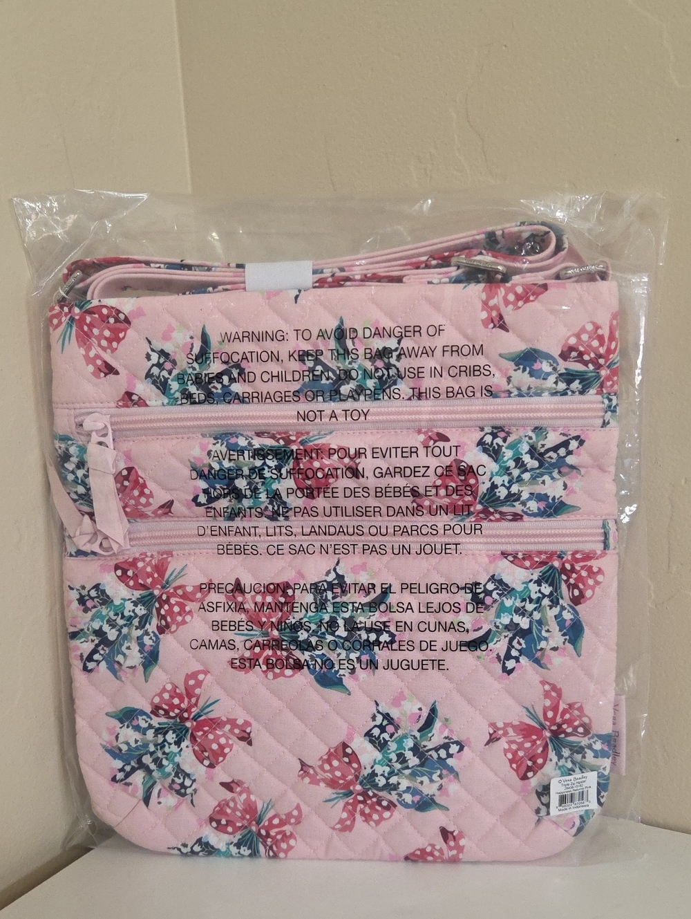 Vera Bradley Pink Floral Quilted Crossbody Bag - Picture 5 of 5